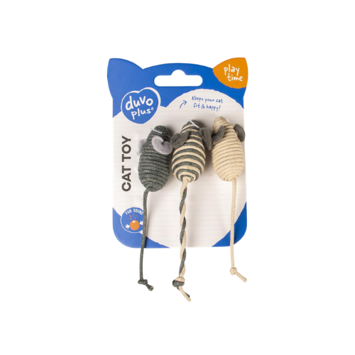 DUVO PLUS ASSORTED ROPE MICE 3PCS