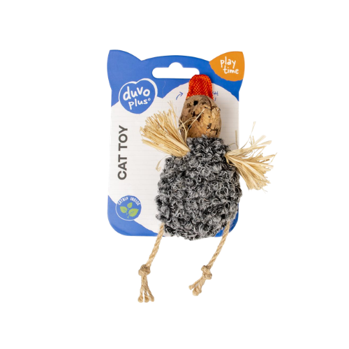 DUVO PLUS CAT TOY CORK DUCK GREY 13X8CM
