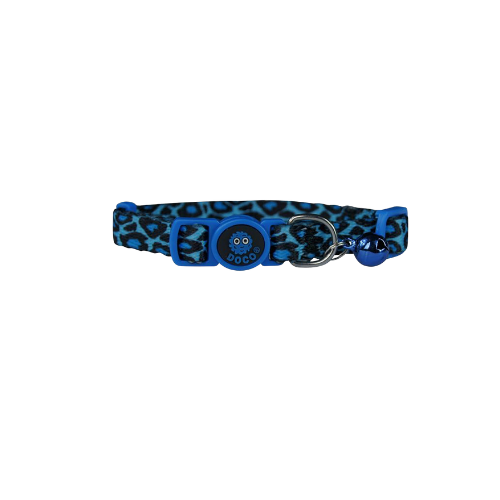 Doco Furball Cat Collar Breakaway Leopard Print Blue