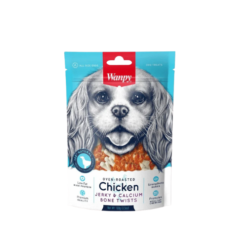 Wanpy Dog Chicken Jerky&Calcium Bone Twists 100g
