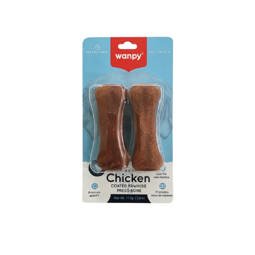Wanpy Dog Chicken Coated Rawhide Press Bone (2PCS) - 110G