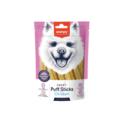 Wanpy Dog Chewy Puff Sticks Chicken 100g