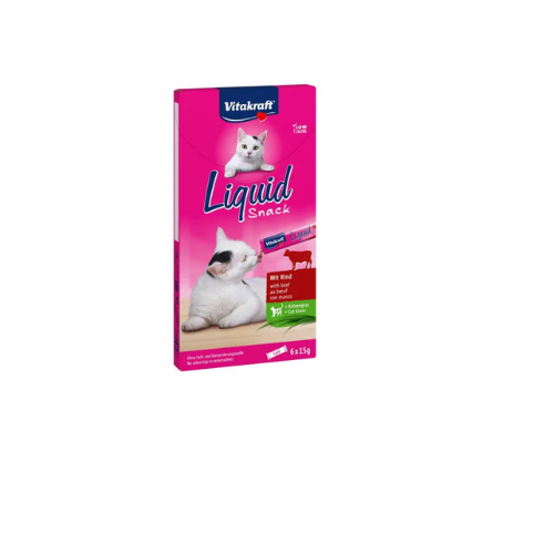 VITAKRAFT LIQUID SNACK BEEF & CAT GRASS 6X15G