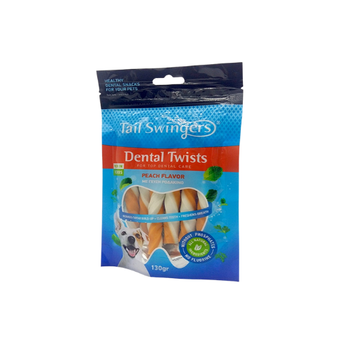Tail Swingers Milk Dental Twisters with Peach - 130G