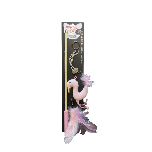 PETINTEREST Cat Teaser Swan + Feathers & Bamboo Stick With Silver
