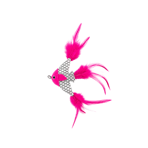 PETINTEREST Cat Toy Triangle Sea Fish With Silver Vine (Fuchsia)