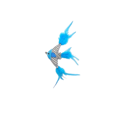 PETINTEREST Cat Toy Triangle Sea Fish With Silver Vine (Blue)