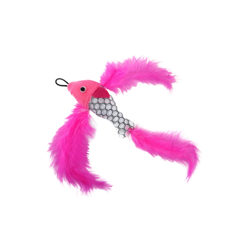 PETINTEREST Cat Toy Sea Fish With Silver Vine (Fuchsia)