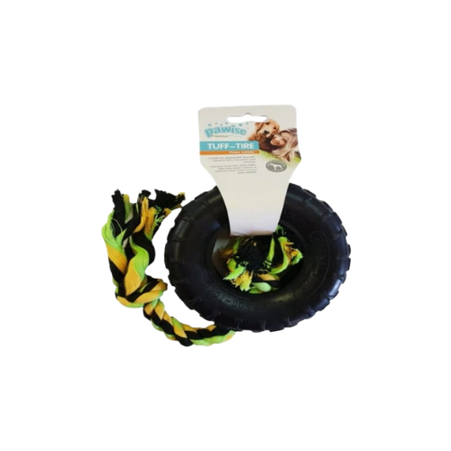 Pawise Tuff Tire With Rope Dog Toy Medium 14cm