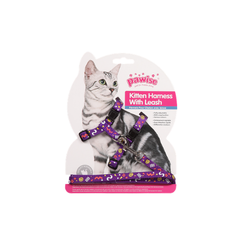 Pawise Kitten Harness With Leash Printed