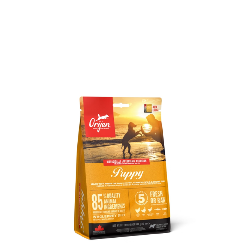 ORIJEN DOG PUPPY RESH RAW CHICKEN,TURKEY&WILD-GAUGHT FISH 340G