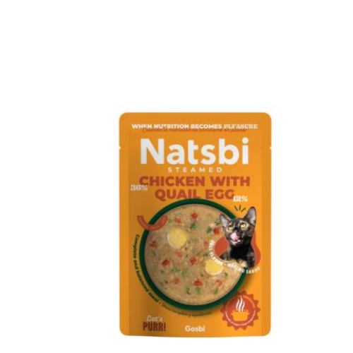 Natsbi Cat Steamed  36 % Chicken With Quail Egg 80g