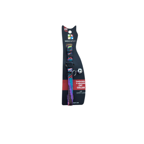 MIDEAPET CAT COLLAR RAINBOW 10MM*18/28CM