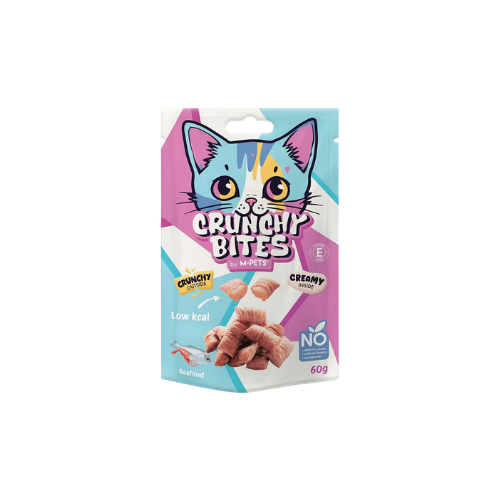 M-Pets Crunchy Bites Seafood Cat Treats - 60g
