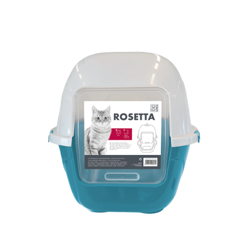 M-Pets Rosetta Covered Cat Litter Box - Blue/White Large