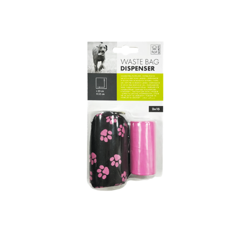 M-Pets Waste Bag Dispenser with 2x15 Bags (Pink)