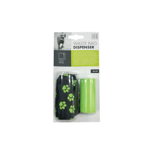 M-Pets Waste Bag Dispenser with 2x15 Bags (Green)