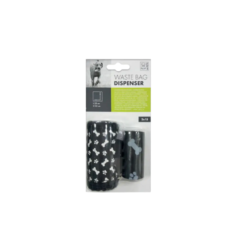 M-Pets Waste Bag Dispenser with 2x15 Bags (Black)