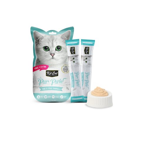 KITCAT PURR PUREE TUNA &  FIBER HAIRBALL 5X15G