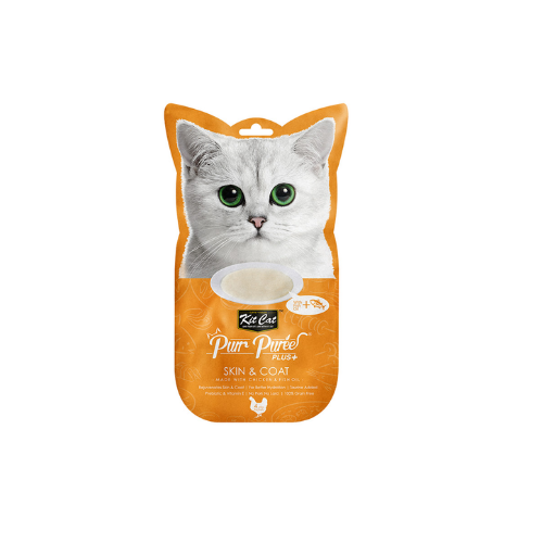 KITCAT PURR PUREE PLUS SKIN & COAT 4X15G