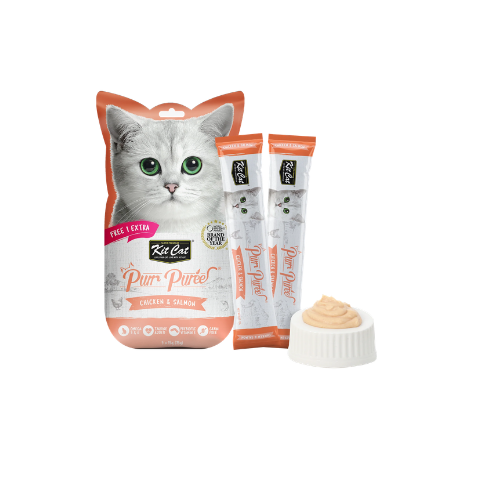KITCAT PURR PUREE CHICKEN & SALMON 5X15G