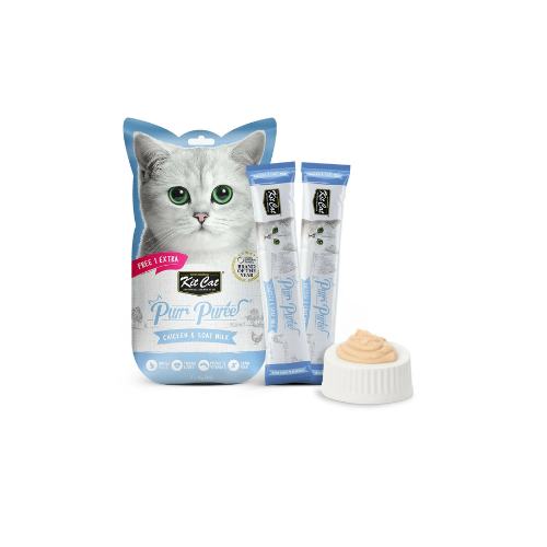 KITCAT PURR PUREE CHICKEN &  GOAT MILK 5X15G