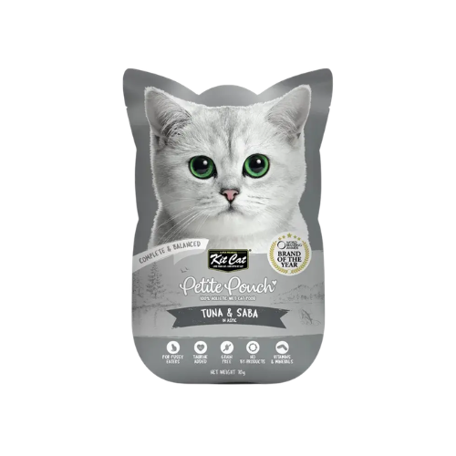 KITCAT PETITE POUCH 70G-TUNA&SABA