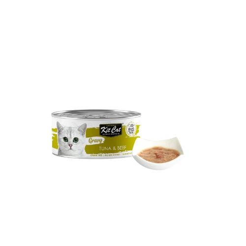 KITCAT GRAVY TUNA & BEEF 70G