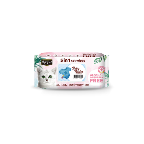 KITCAT 5 IN 1 WIPES 80PCS BABY POWDER 80SHEETS