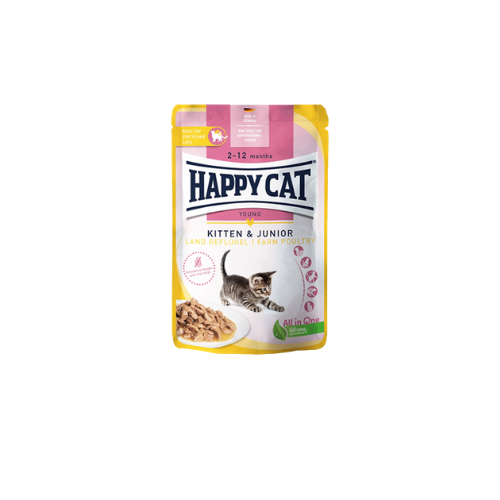Happy Cat Kitten & Junior Chicken Pouch 85G