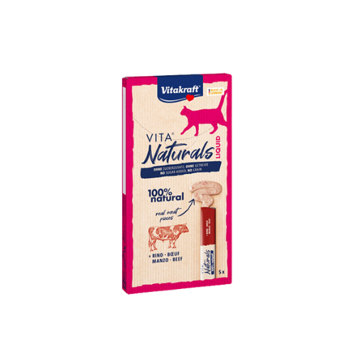 Vitakraft Vita Naturals Lickable Liquid Treat Tubes With Beef  75g